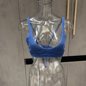 Stylish Blue Knit Bralette